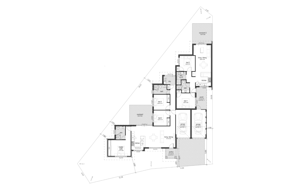 Triangular block custom SDA/SIL housing development, originally dual key design.
