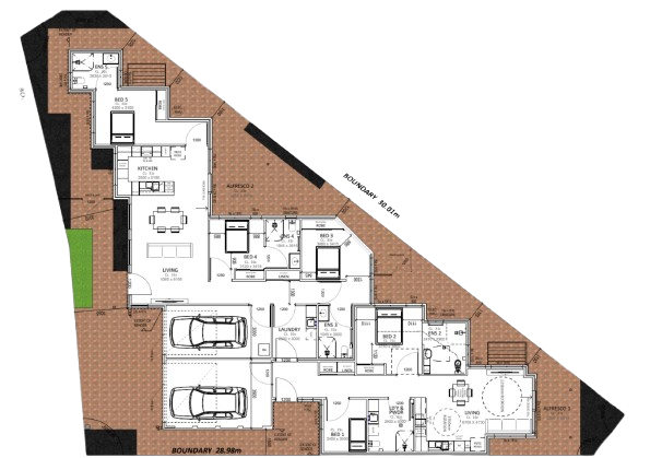 Triangular block with a Custom Hybrid SDA/SIL dual-key layout, top-down view