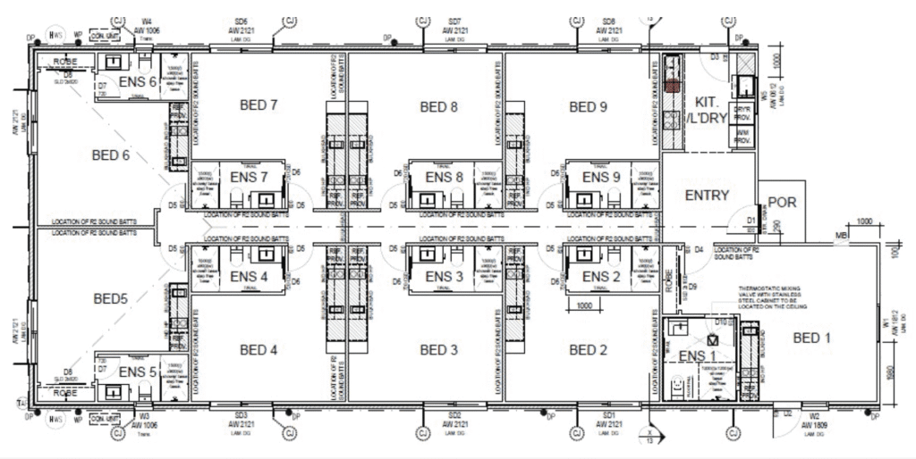 9-bedroom co-living property floor plan example